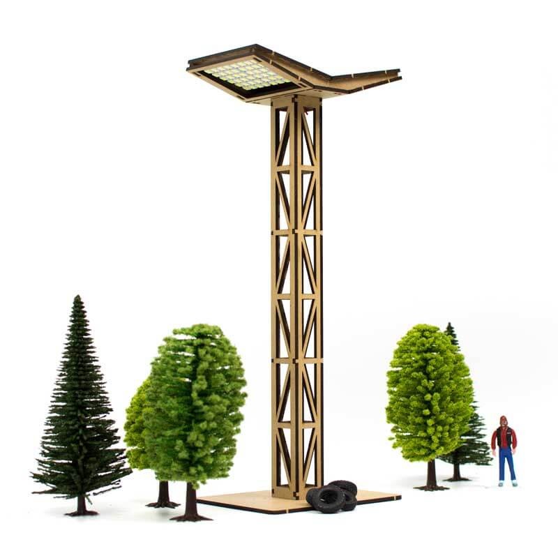 Circuito duplo de slot de torre de luz LED de madeira