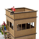 Wooden press tower for a slot car track