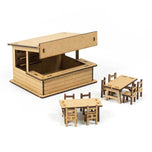 Wooden bar scenery for a slot car track