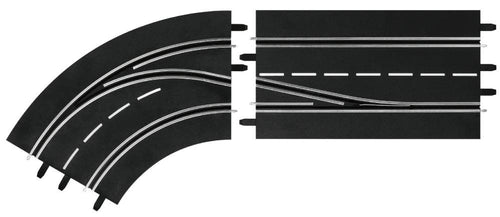 Trilha de mudança de faixa na curva da esquerda dentro para fora da Carrera Digital 132-124