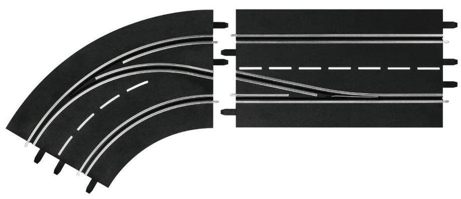 Trilha de mudança de faixa na curva da esquerda dentro para fora da Carrera Digital 132-124