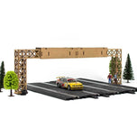 Ponte publicitária extensível de madeira para circuito de slot