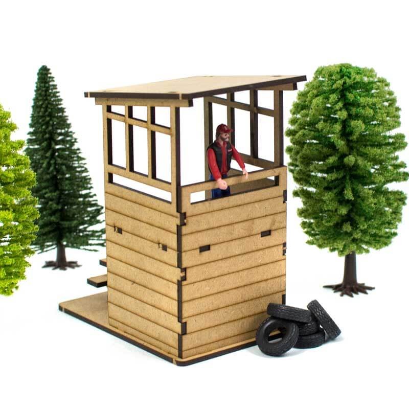 Vintage Streckenposten-Kabine aus Holz für Slotbahn