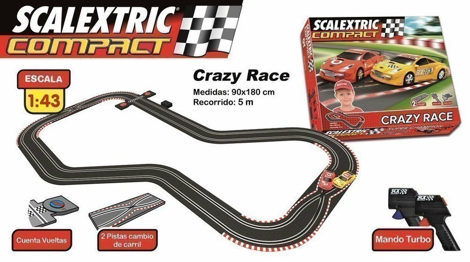 Scalextric Compact Crazy Race CC19XDL slot car set