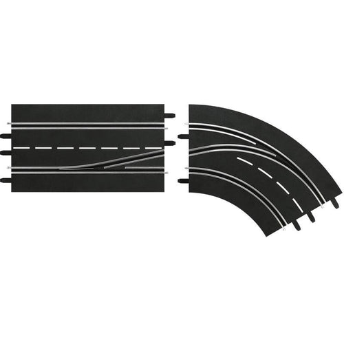 Trilha de mudança de faixa em uma curva direita de dentro para fora Carrera Digital 132-124