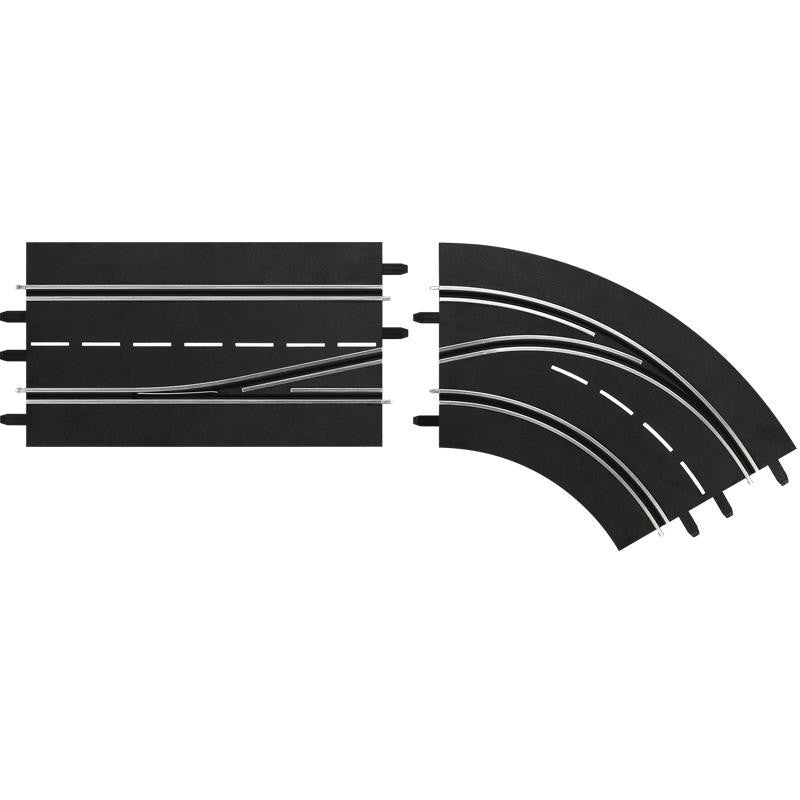 Trilha de mudança de faixa em uma curva direita de dentro para fora Carrera Digital 132-124